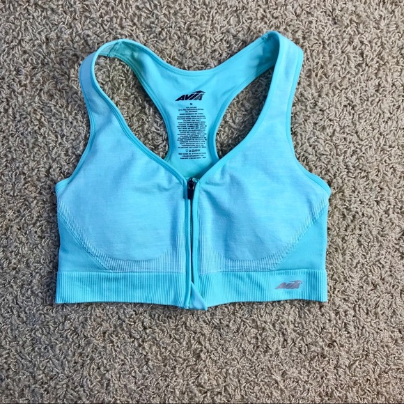 avia sports bra zip front